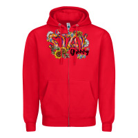Red Stay Groovy Zipper Hoodie - CowhideDigitalArt