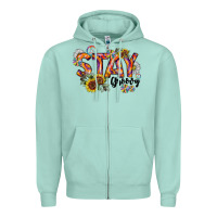 Seafoam Stay Groovy Zipper Hoodie - CowhideDigitalArt