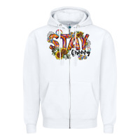 White Stay Groovy Zipper Hoodie - CowhideDigitalArt