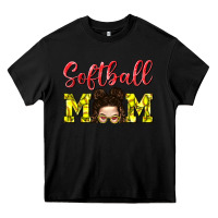 Black Softball Mom Heavy Core Tee - BundleAndBundleShop