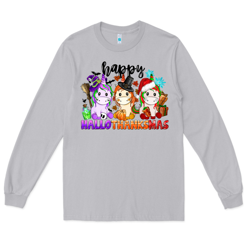 Happy Hallothanksmas Unicorn Long Sleeve Tee by CowGirlArtShop | Teevron