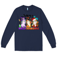 Navy happy hallothanksmas unicorn Long Sleeve Tee - CowGirlArtShop