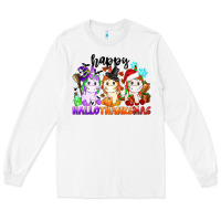 White happy hallothanksmas unicorn Long Sleeve Tee - CowGirlArtShop