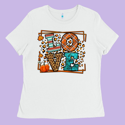 Fall Autumn Leopard Love Ladies Tee Designed By Lillyallendesigns