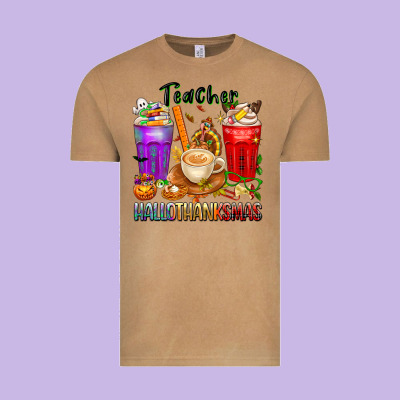 Hallothanksmas Teacher Vintage Tee Designed By Texasbilliewilder