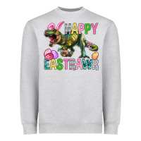 Heather Grey Happy Eastrawr Easter Heavyweight Sweatshirt - BundleAndBundleShop