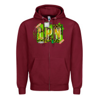 Burgundy St. Patricks Day Lpn Zipper Hoodie - CowhideDigitalArt