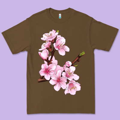 Peach Blossom Illustrations Premium Tee Designed By Lillyallendesigns