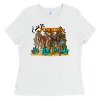 White Fall Cutest Pumpkin In The Patch Deer Ladies Tee - LillyAllenDesigns