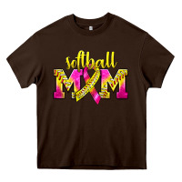 Chocolate Brown Softball Mom Breast Cancer Heavy Core Tee - BundleAndBundleShop
