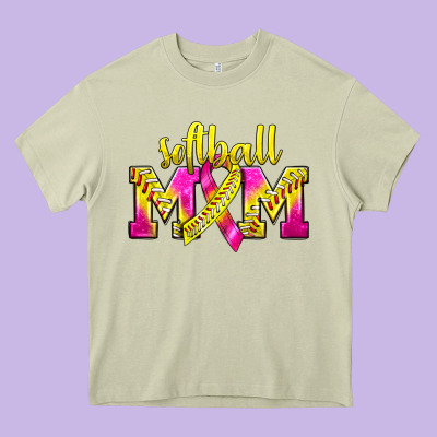Softball Mom Breast Cancer Heavy Core Tee Designed By Bundleandbundleshop