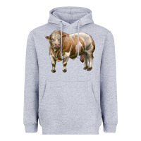 Heather Grey simmental bull Heavyweight Hoodie - LillyAllenDesigns