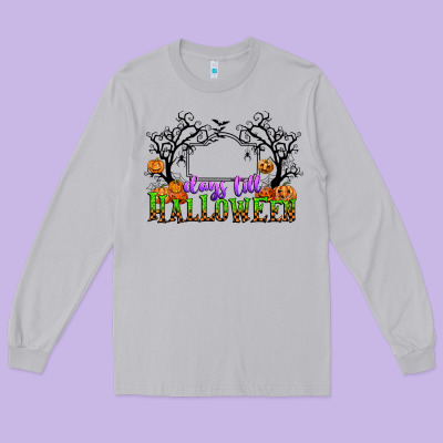 Days Till Halloween Long Sleeve Tee Designed By Cowgirlartshop