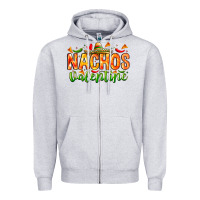 Heather Grey Nachos Valentine Zipper Hoodie - CowhideDigitalArt
