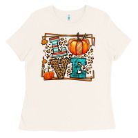 Bone Fall Autumn Leopard Love Pumpkin Ladies Tee - LillyAllenDesigns