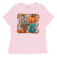 Bubblegum Pink Fall Autumn Leopard Love Pumpkin Ladies Tee - LillyAllenDesigns