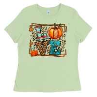 Matcha Fall Autumn Leopard Love Pumpkin Ladies Tee - LillyAllenDesigns