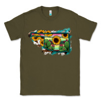 Army Green Oklahoma Map Sunflower Cactus Serape Classic Tee - RanaPortraitStore