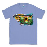 Colony Blue Oklahoma Map Sunflower Cactus Serape Classic Tee - RanaPortraitStore
