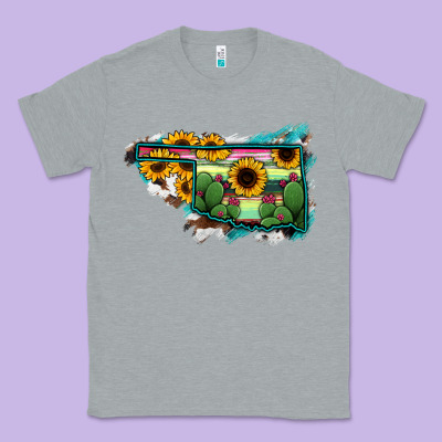 Oklahoma Map Sunflower Cactus Serape Classic Tee Designed By Ranaportraitstore