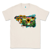 Natural Oklahoma Map Sunflower Cactus Serape Classic Tee - RanaPortraitStore