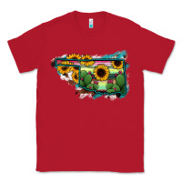 Red Oklahoma Map Sunflower Cactus Serape Classic Tee - RanaPortraitStore
