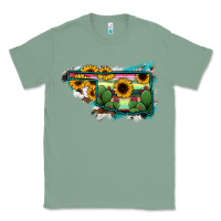 Sage Oklahoma Map Sunflower Cactus Serape Classic Tee - RanaPortraitStore