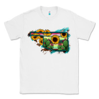 White Oklahoma Map Sunflower Cactus Serape Classic Tee - RanaPortraitStore