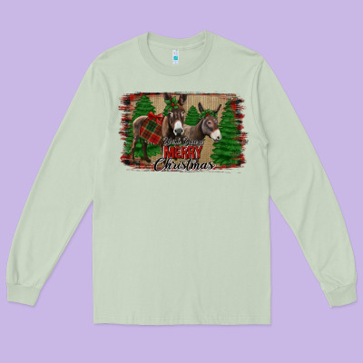 Donkey Christmas Long Sleeve Tee Designed By Jasminsmagicworld