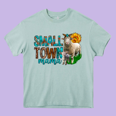 Small Town Mama With Sheeps Heavy Core Tee Designed By Bundleandbundleshop
