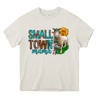 Cream Small Town Mama With Sheeps Heavy Core Tee - BundleAndBundleShop
