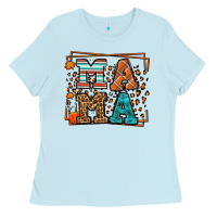 Baby Blue Fall Autumn Leopard Mama Ladies Tee - LillyAllenDesigns