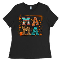 Black Fall Autumn Leopard Mama Ladies Tee - LillyAllenDesigns