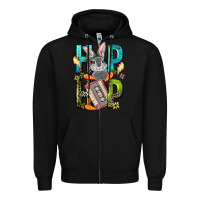 Black Western hip hop Bunny Easter Day Zipper Hoodie - LillyAllenDesigns