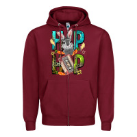 Burgundy Western hip hop Bunny Easter Day Zipper Hoodie - LillyAllenDesigns