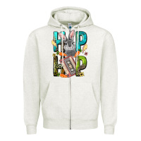 Oatmeal Heather Western hip hop Bunny Easter Day Zipper Hoodie - LillyAllenDesigns