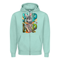 Seafoam Western hip hop Bunny Easter Day Zipper Hoodie - LillyAllenDesigns