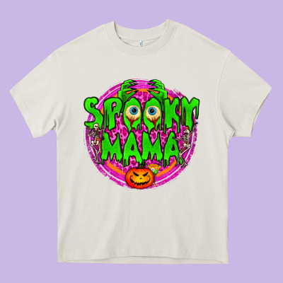 Spooky Mama Heavy Core Tee Designed By Bundleandbundleshop