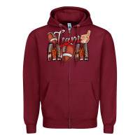 Burgundy team mom Zipper Hoodie - CowhideDigitalArt