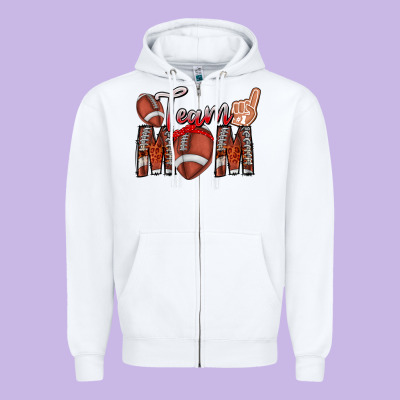 Team Mom Zipper Hoodie Designed By Cowhidedigitalart