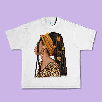 Fall Afro Woman Urban Heavy Tee Designed By Nancycooperartshop