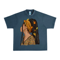 Midnight Navy Fall afro woman Urban Heavy Tee - NancyCooperArtShop