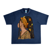 Navy Fall afro woman Urban Heavy Tee - NancyCooperArtShop