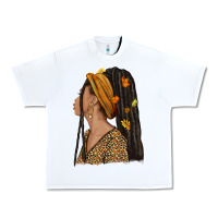 White Fall afro woman Urban Heavy Tee - NancyCooperArtShop