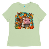 Matcha Fall Cow Rainbow Ladies Tee - LillyAllenDesigns