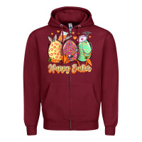 Burgundy Happy Easter Eggs Nurse Zipper Hoodie - LillyAllenDesigns