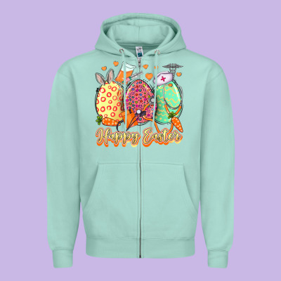Happy Easter Eggs Nurse Zipper Hoodie Designed By Lillyallendesigns