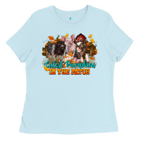 Baby Blue Fall Cutest Pumpkin In The Patch Pig Ladies Tee - LillyAllenDesigns