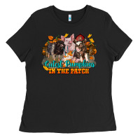Black Fall Cutest Pumpkin In The Patch Pig Ladies Tee - LillyAllenDesigns