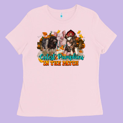 Fall Cutest Pumpkin In The Patch Pig Ladies Tee Designed By Lillyallendesigns